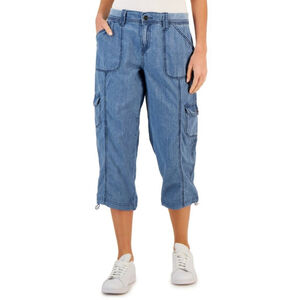 Style & Co. Petite Denim Bungee Hem Capri Pants NWT